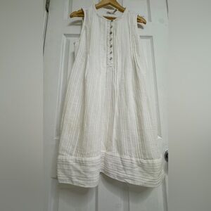 Faherty Ivory Sleeveless Button-Front Textured Midi Dress